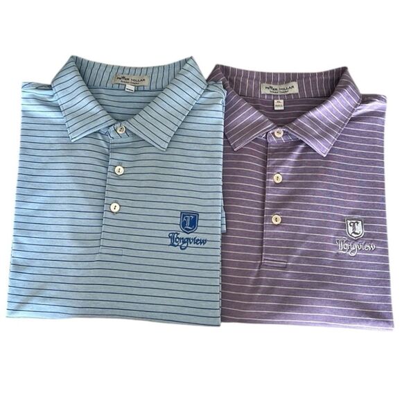 Peter Millar Summer Comfort Performance Polo Shirts Striped Set of 2 XL Flawed - Picture 1 of 11